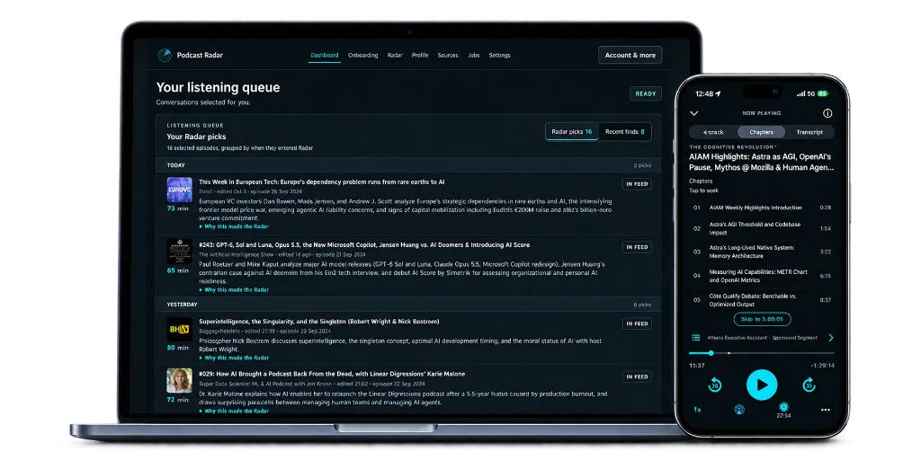 Podcast Radar: luisterwachtrij op desktop en de speler op mobiel